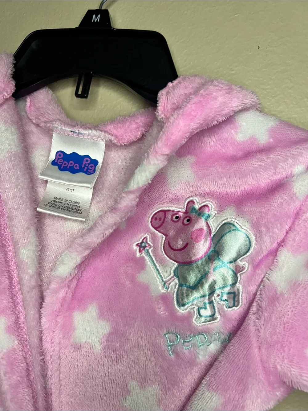 Peppa Pig Pink Star Kids Robe with Hood 4-5T